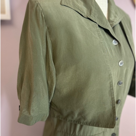 Styleworks size 8 army green dress with buttons down the front. Short sleeve. - Picture 11 of 11